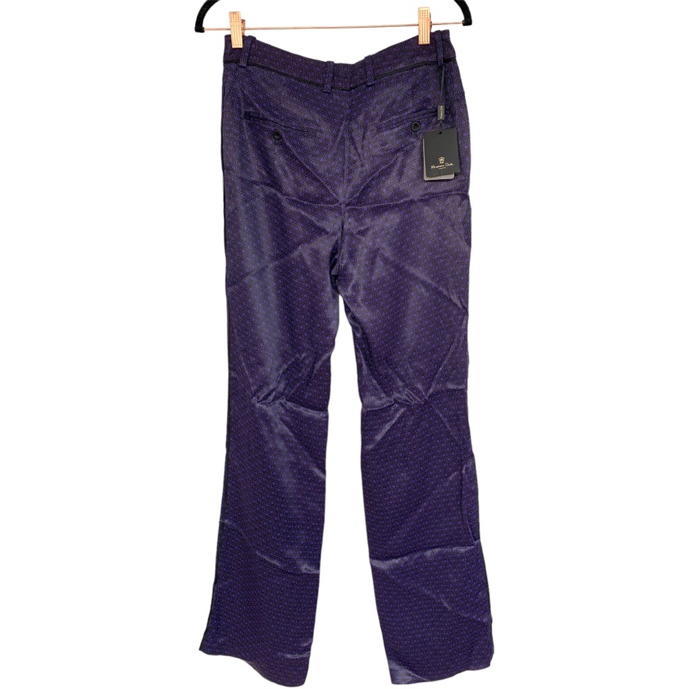 Massimo Dutti Purple Satin Trousers Geometric Pattern New Pants Size 6 - Picture 13 of 16